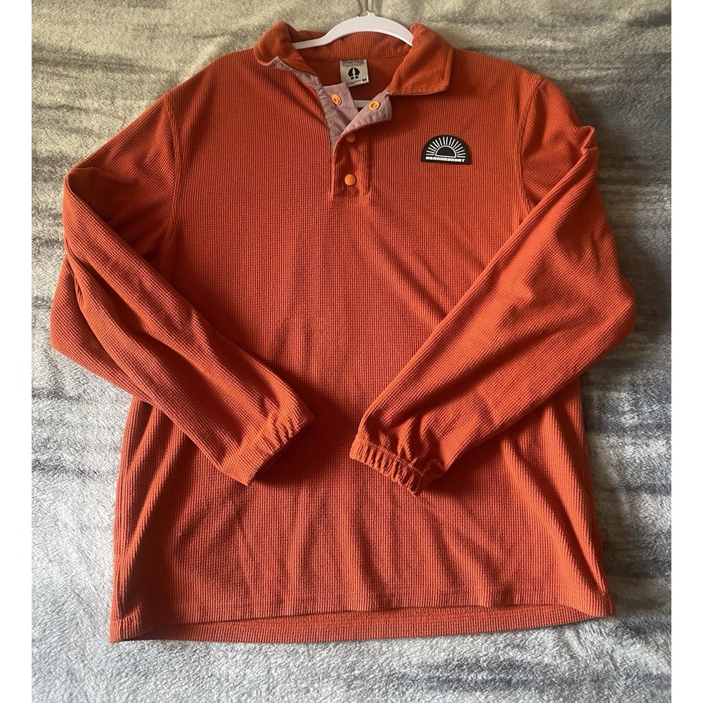 beardedgoat Men's Grid Fleece Snap Pullover Orange Terracotta Size‎ M